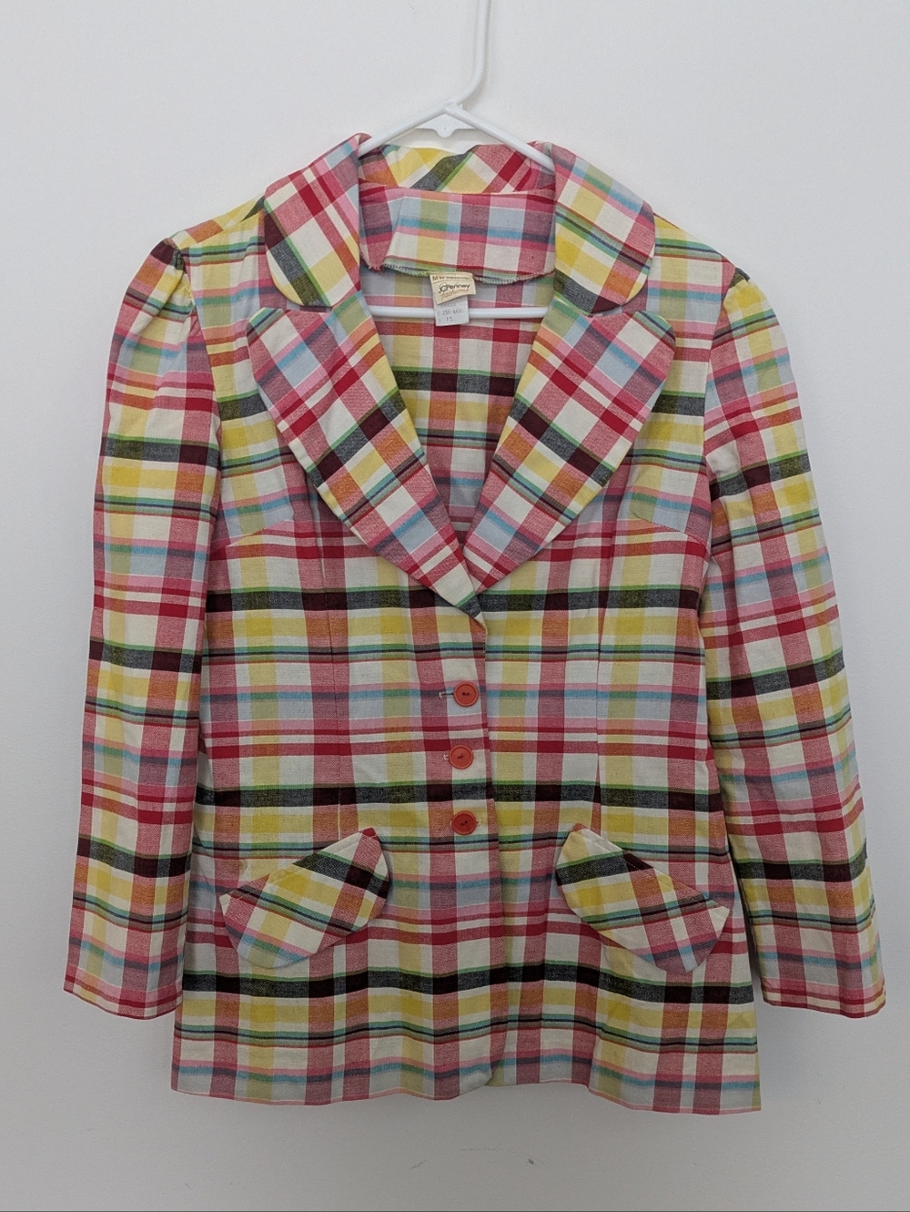 Vintage Plaid Madras Blazer Jacket Size 15